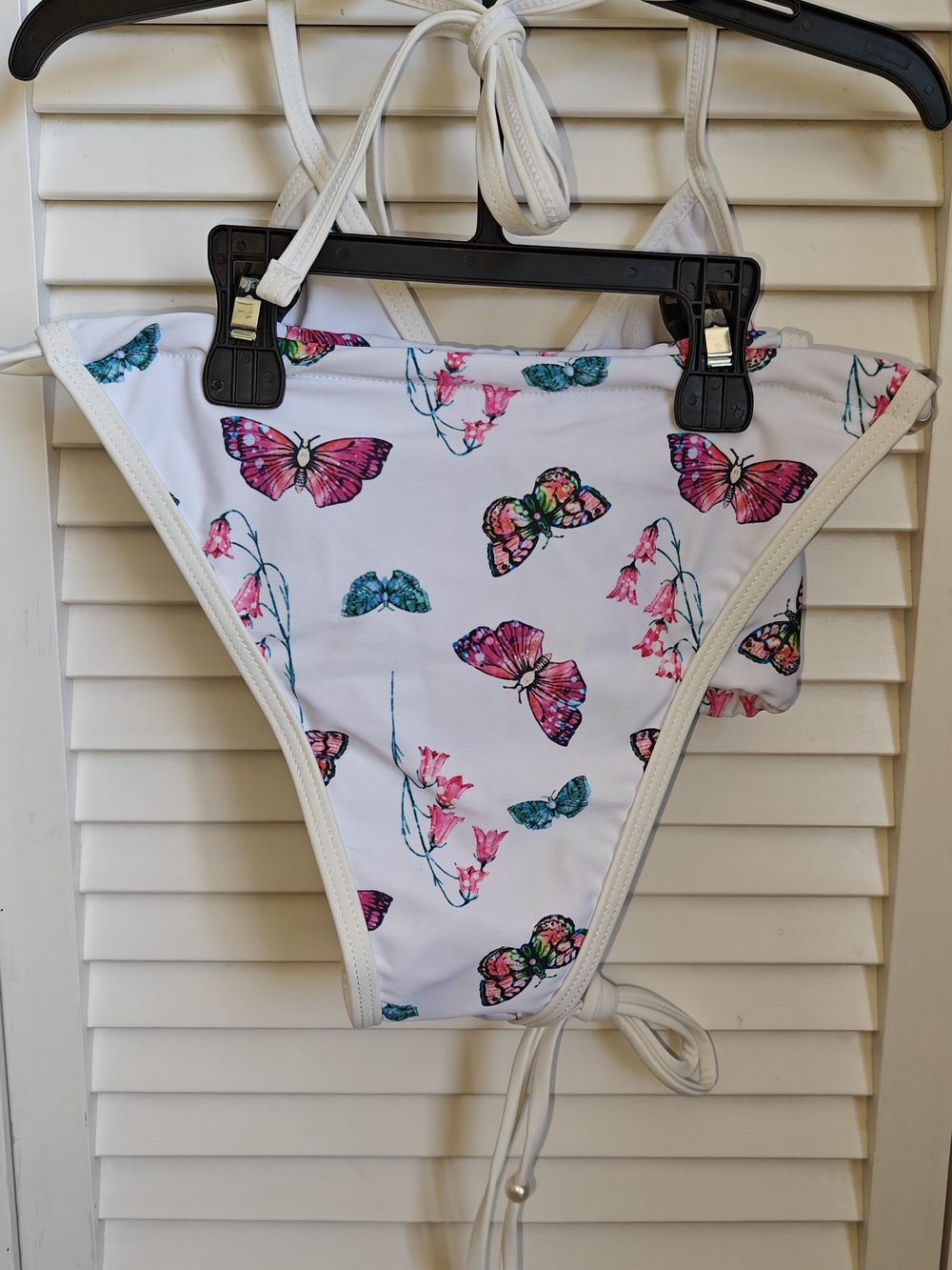 Amazon White Butterfly Print Bikini Set Women's Size M - Picture 7 of 8